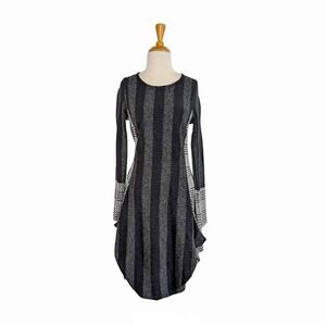 Matti Mamane S Gray Striped Tape Sweater Dress Plaid Art To Wear Office Goth